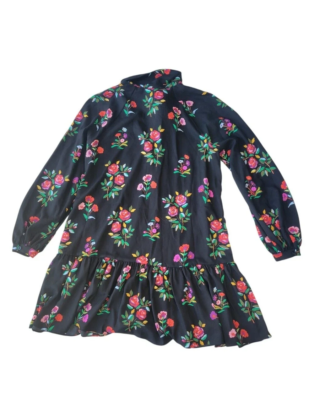 Kate Spade New York Autumn Floral Tie Neck Dress Size Large
